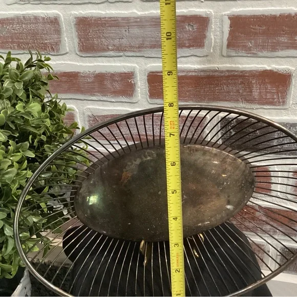 ⚫️ Vintage Gorham Silver Plate Wired Design Serving Fruit or Decor Bowl Basket - Picture 7 of 10